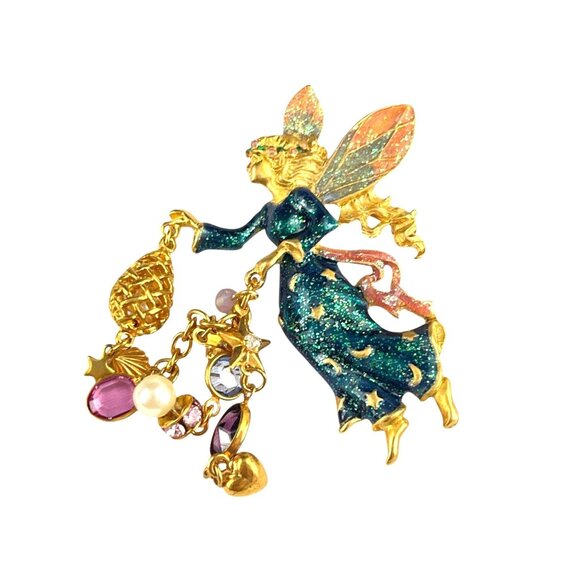 Kirks Folly Enchanted Fairy Brooch With Crystals & Pearls Original New Box - Picture 2 of 12